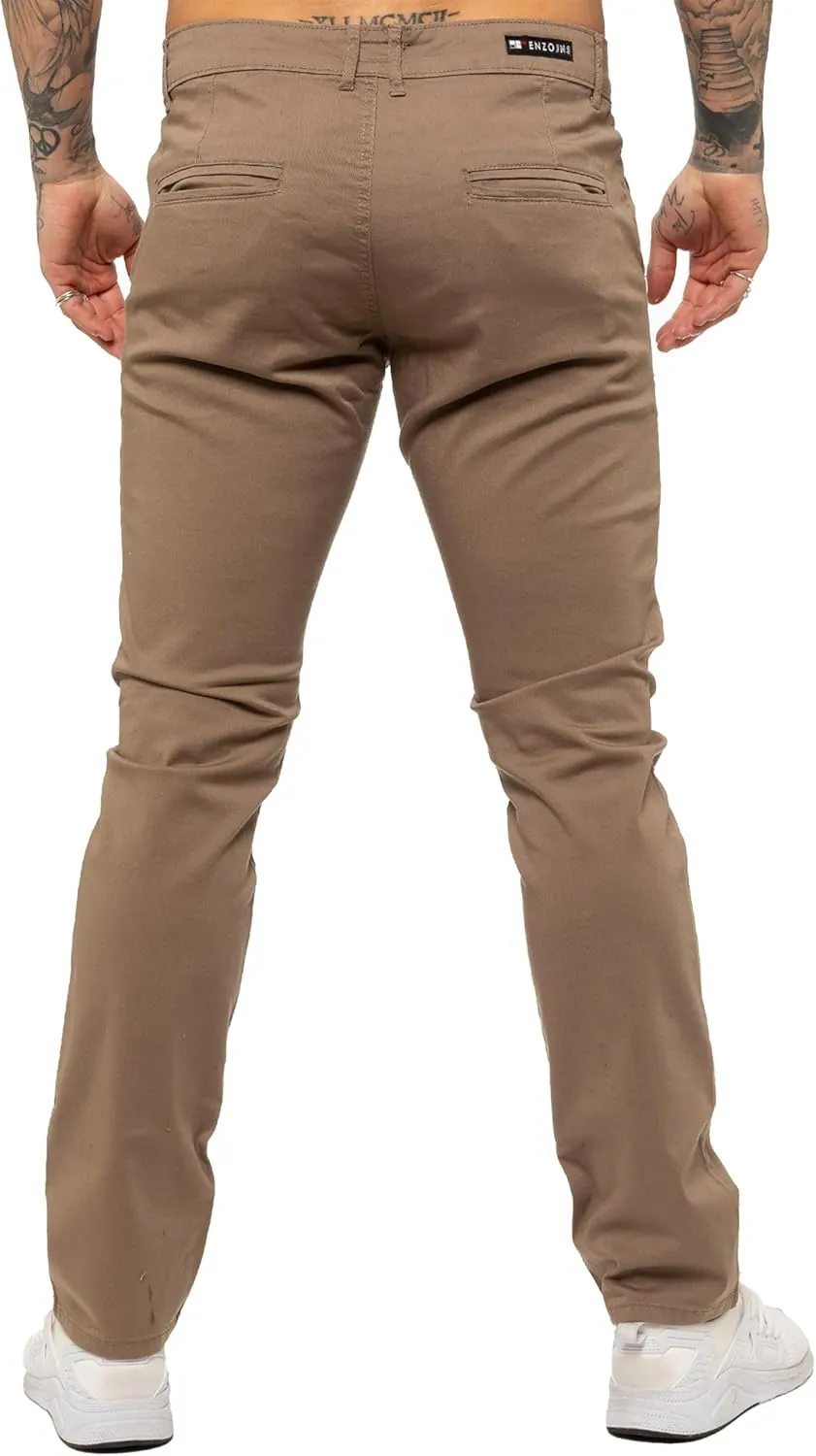 989Z ENZO Mens Slim Fit Stretch Chino Jeans Casual Cotton Trousers Pants
