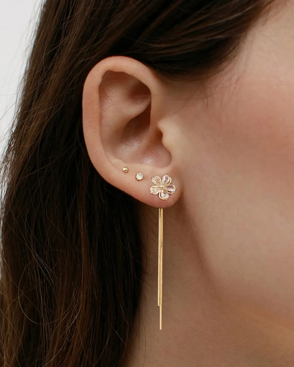 ACECHA Small Gold Hoop Earrings for Women, 14K Gold Plated Dainty Multiple Piercing Stud Earring Set Trendy Tassel Dangle Jewelry Stacks Gift