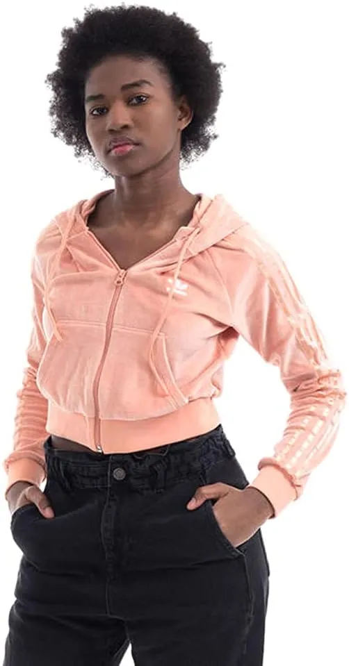adidas Originals Women's Velour Crop Full-Zip Hoodie