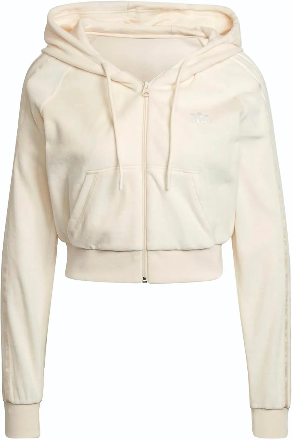 adidas Originals Women's Velour Crop Full-Zip Hoodie