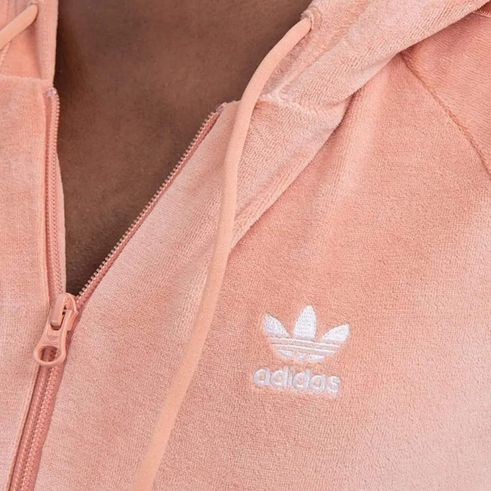 adidas Originals Women's Velour Crop Full-Zip Hoodie
