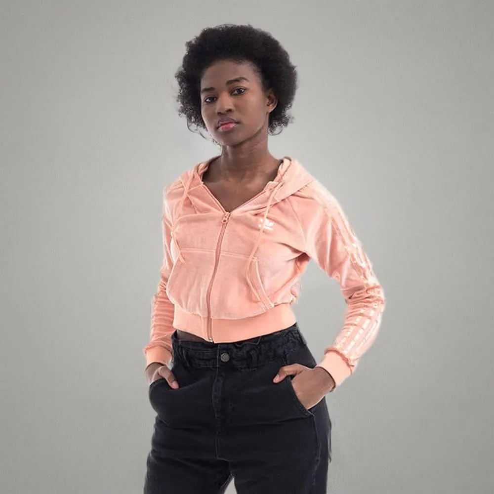 adidas Originals Women's Velour Crop Full-Zip Hoodie