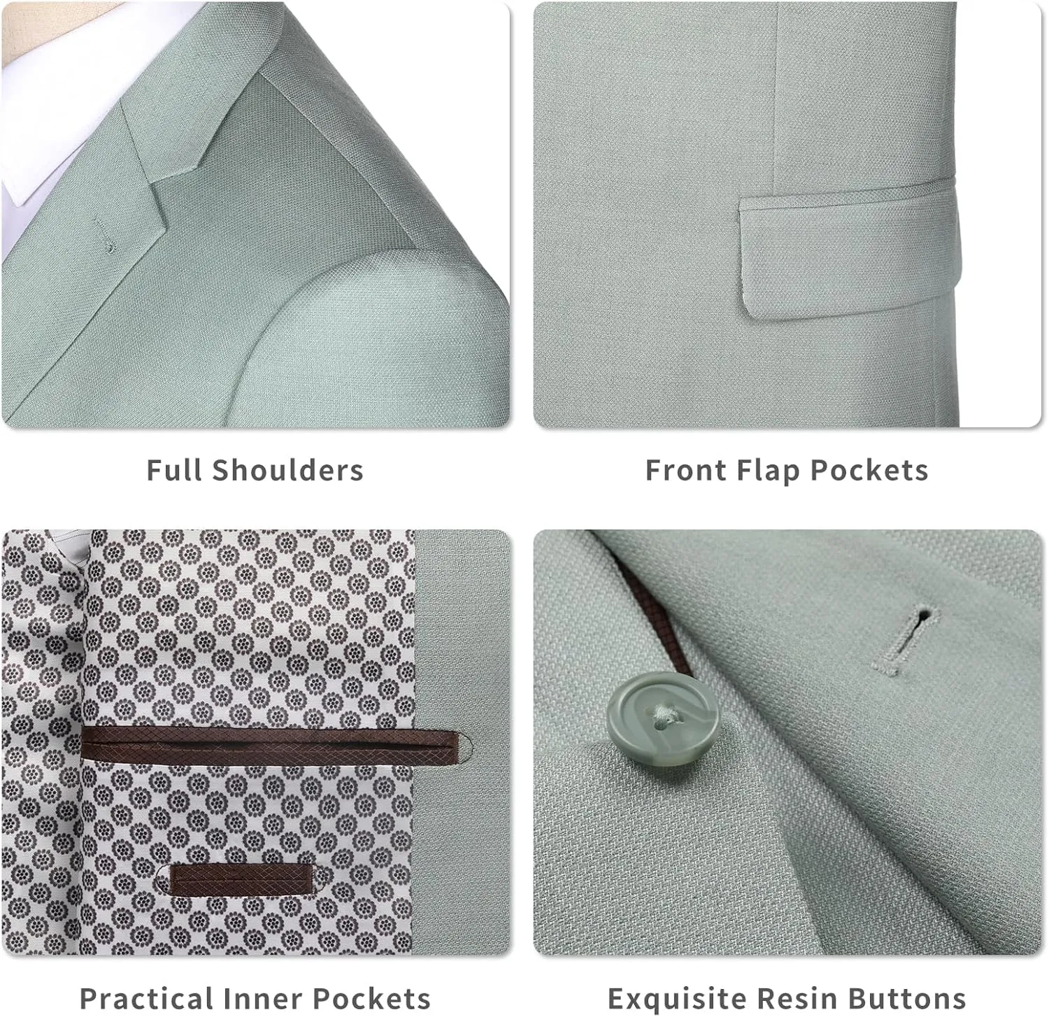 AMY ZHU Men's Sport Coat Classic Fit 2 Button Stretch Blazer Suit Jacket
