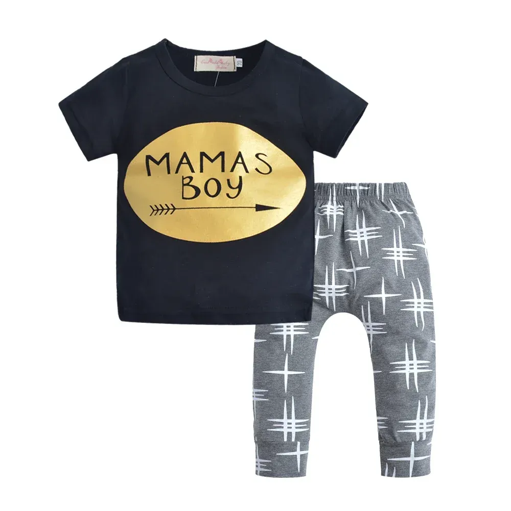 Baby Boy Cotton T-shirt and Pants (2 Pieces) Summer Outfit