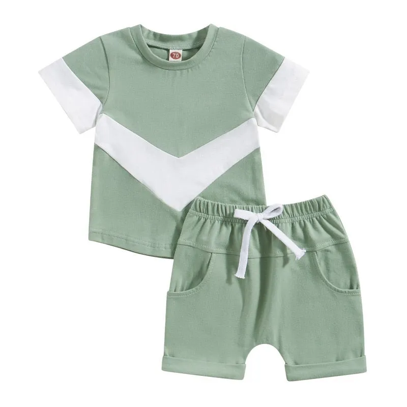 Baby Boys Short Sleeve Tops and Shorts Set for Summer