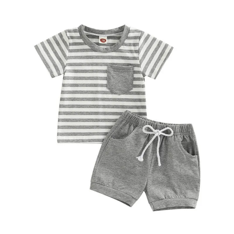 Baby Boys Short Sleeve Tops and Shorts Set for Summer