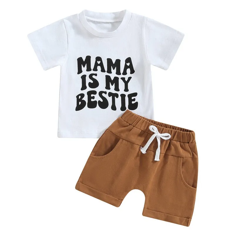 Baby Boys Short Sleeve Tops and Shorts Set for Summer
