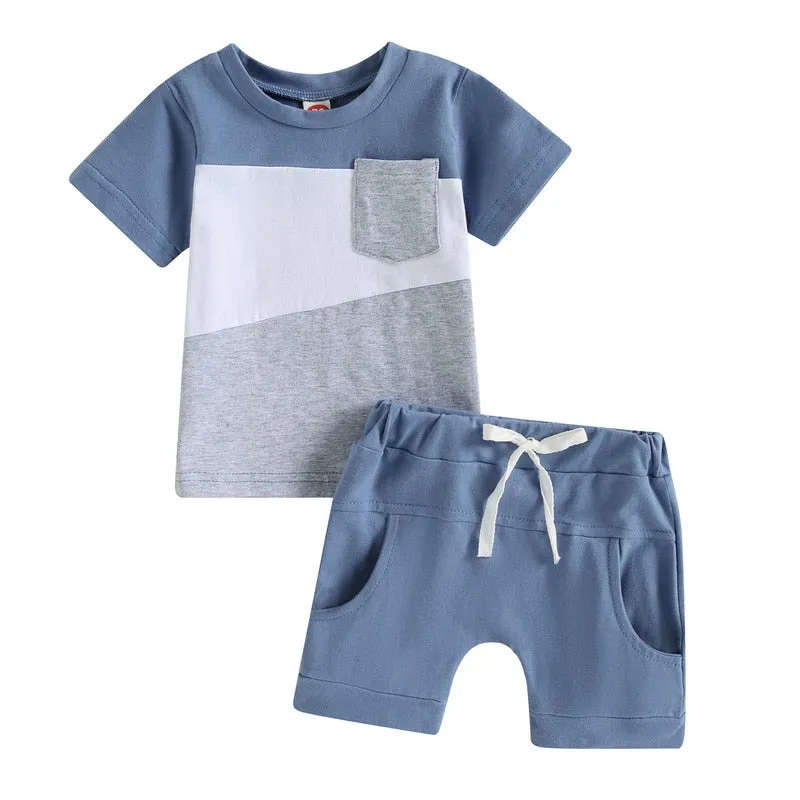 Baby Boys Short Sleeve Tops and Shorts Set for Summer