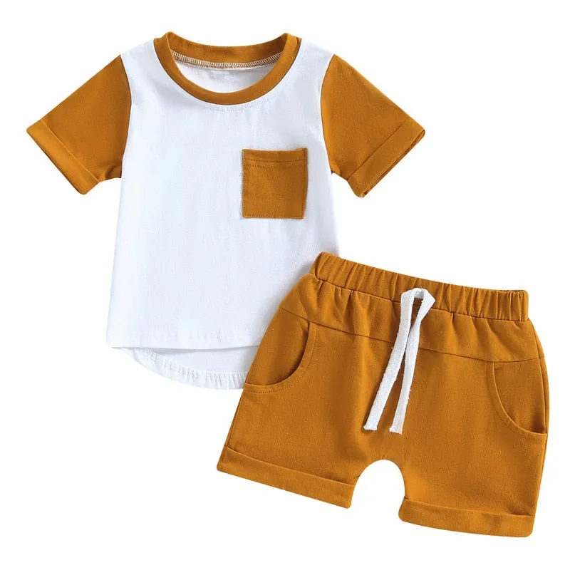 Baby Boys Short Sleeve Tops and Shorts Set for Summer