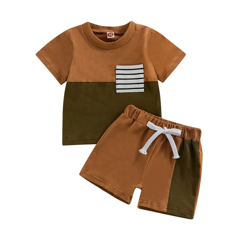 Baby Boys Short Sleeve Tops and Shorts Set for Summer