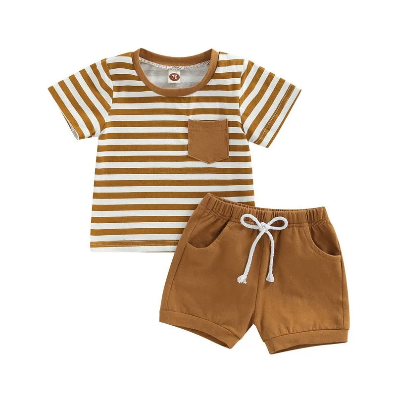 Baby Boys Short Sleeve Tops and Shorts Set for Summer
