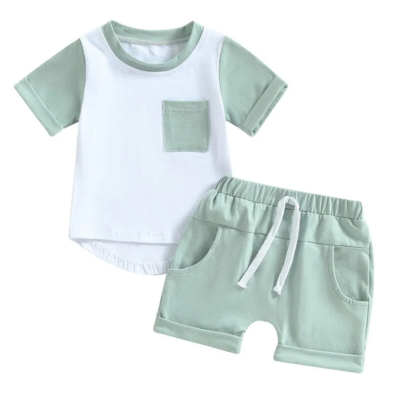 Baby Boys Short Sleeve Tops and Shorts Set for Summer