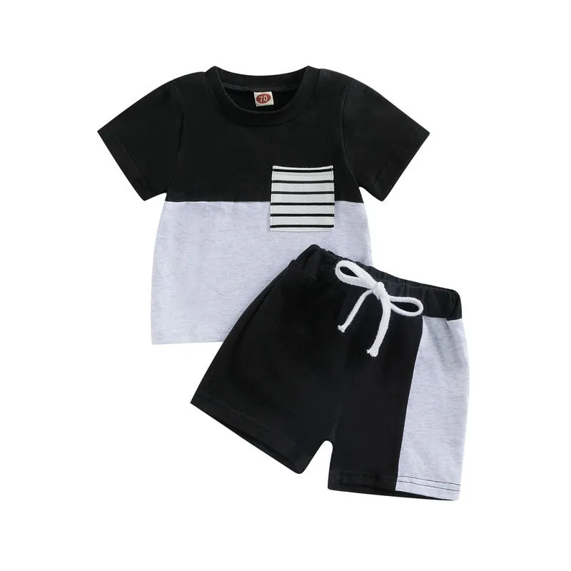 Baby Boys Short Sleeve Tops and Shorts Set for Summer