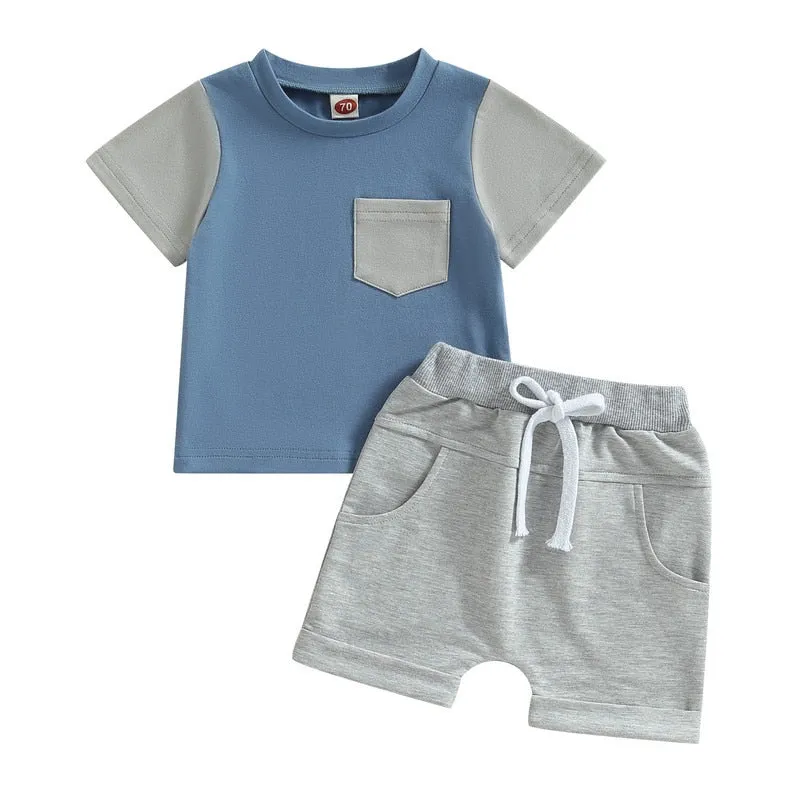Baby Boys Short Sleeve Tops and Shorts Set for Summer