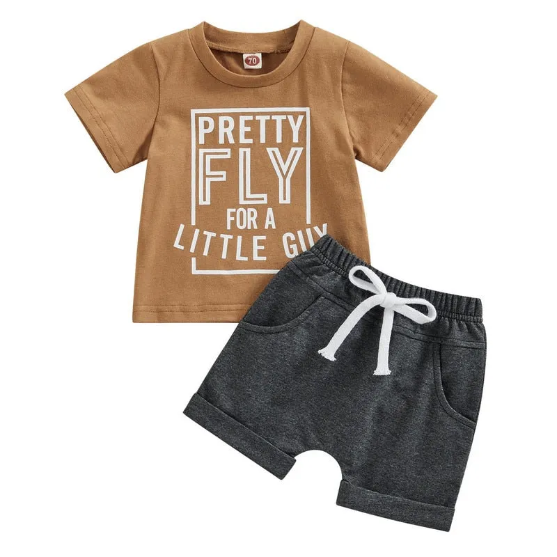 Baby Boys Short Sleeve Tops and Shorts Set for Summer