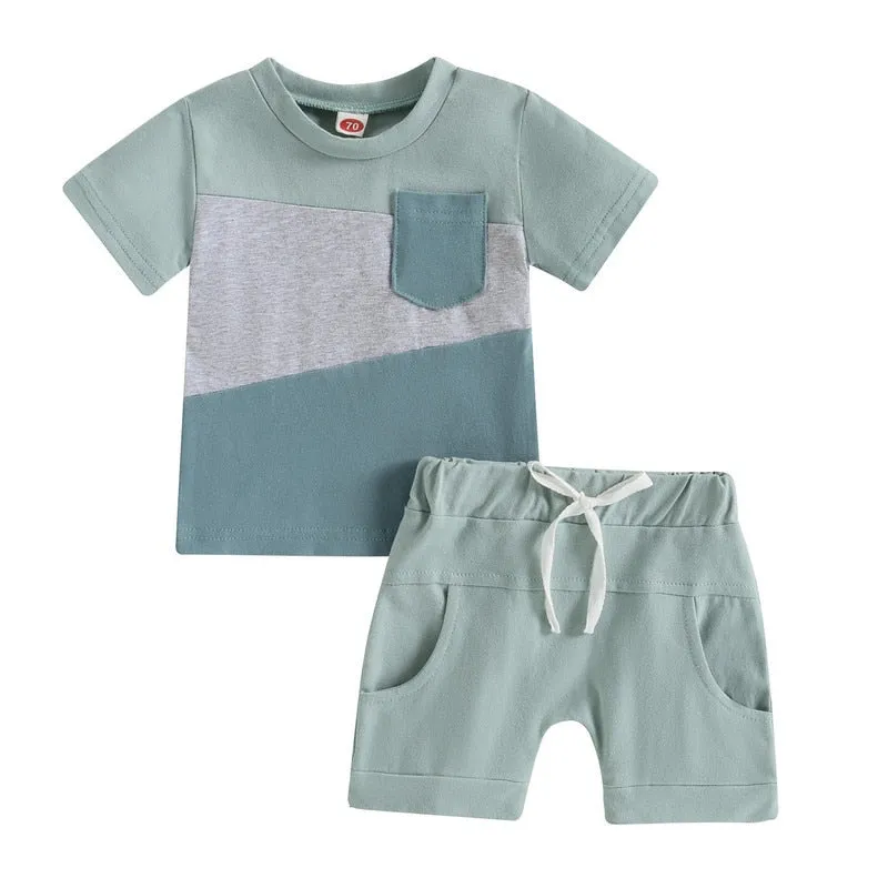 Baby Boys Short Sleeve Tops and Shorts Set for Summer