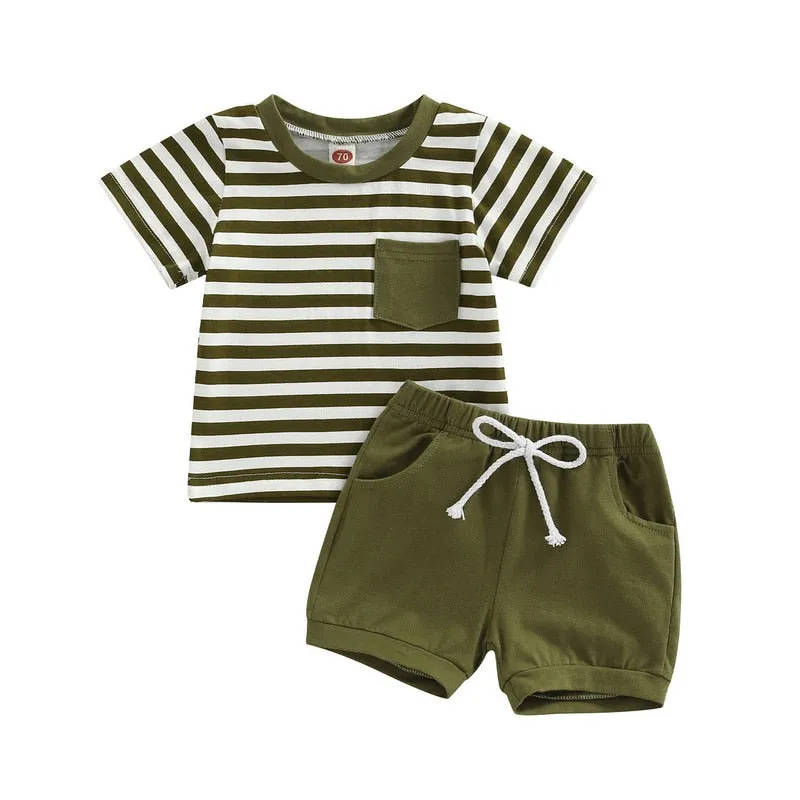 Baby Boys Short Sleeve Tops and Shorts Set for Summer