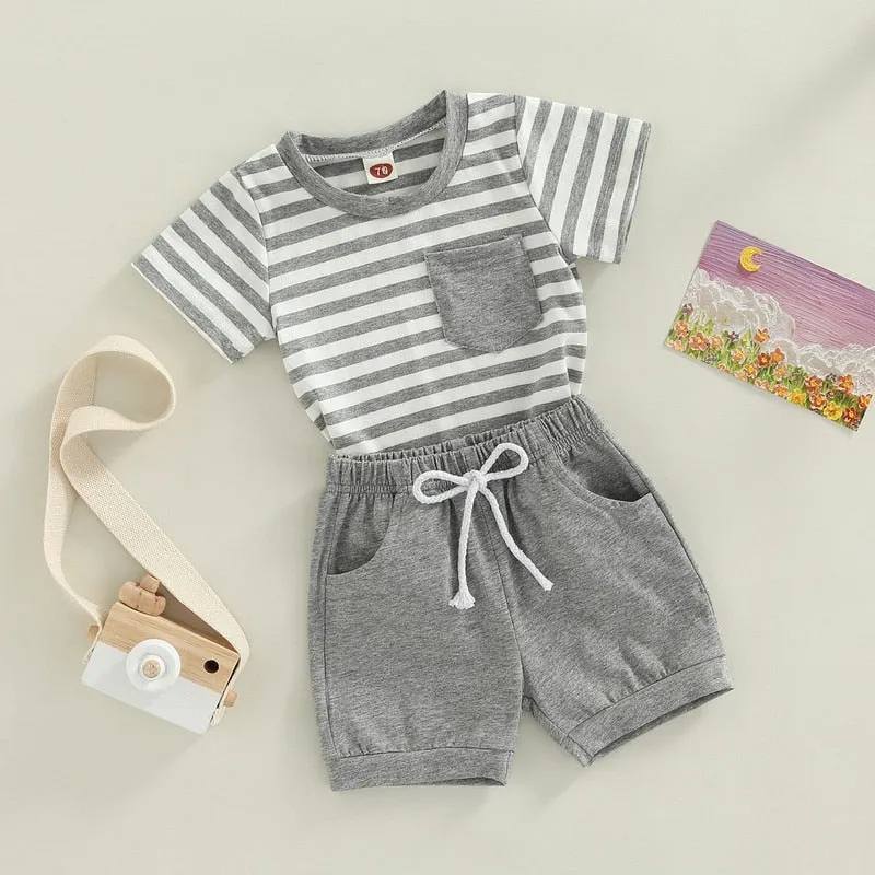 Baby Boys Short Sleeve Tops and Shorts Set for Summer