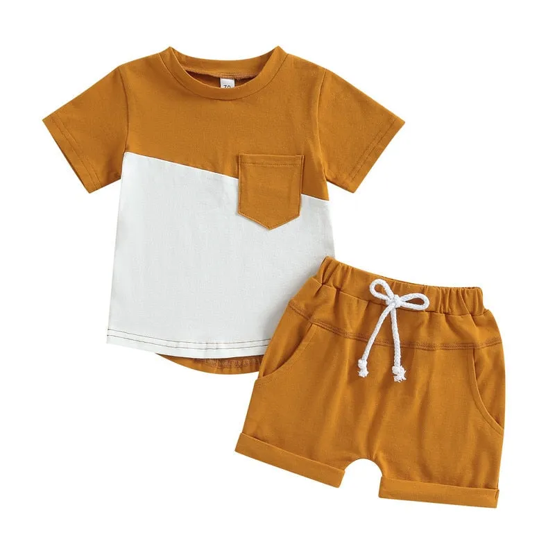 Baby Boys Short Sleeve Tops and Shorts Set for Summer