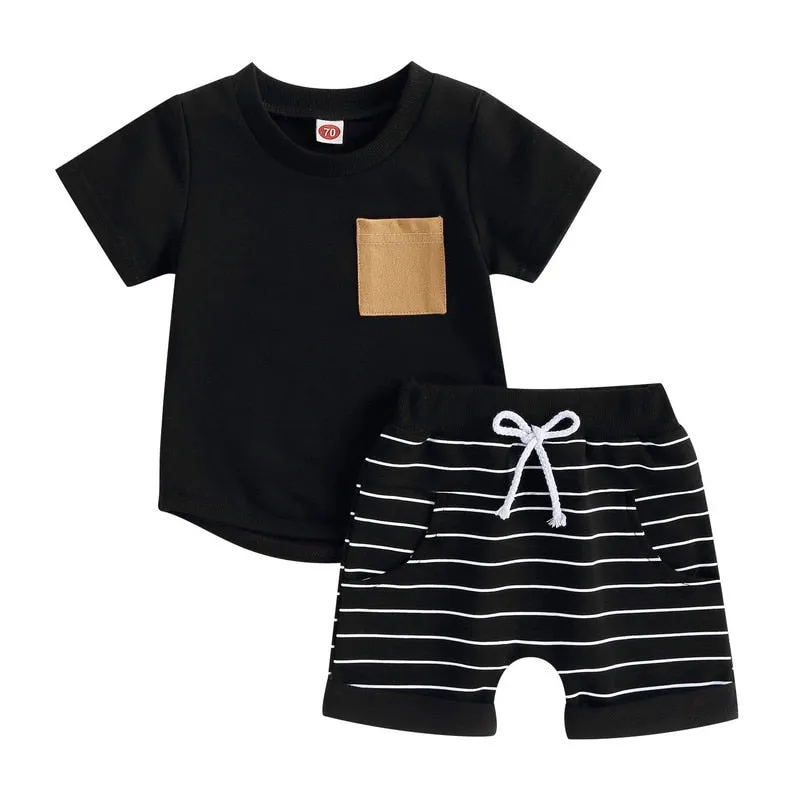 Baby Boys Short Sleeve Tops and Shorts Set for Summer