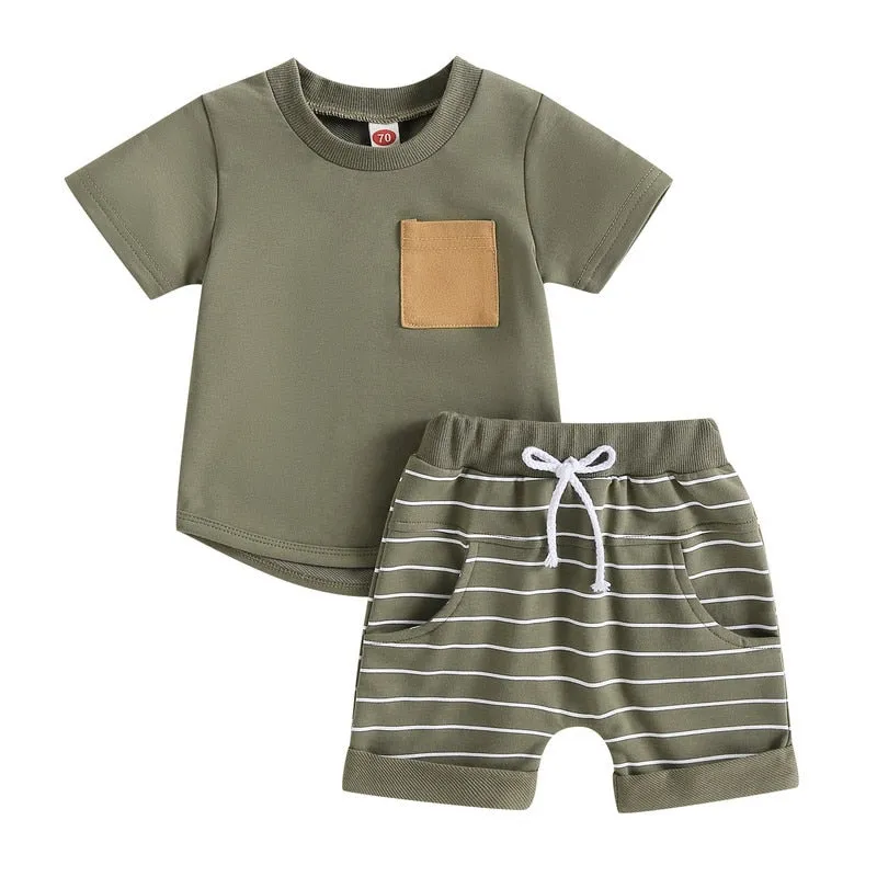 Baby Boys Short Sleeve Tops and Shorts Set for Summer