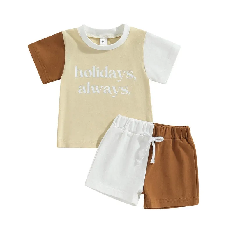 Baby Boys Short Sleeve Tops and Shorts Set for Summer