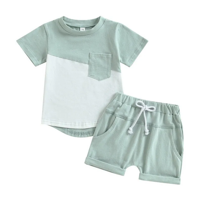 Baby Boys Short Sleeve Tops and Shorts Set for Summer