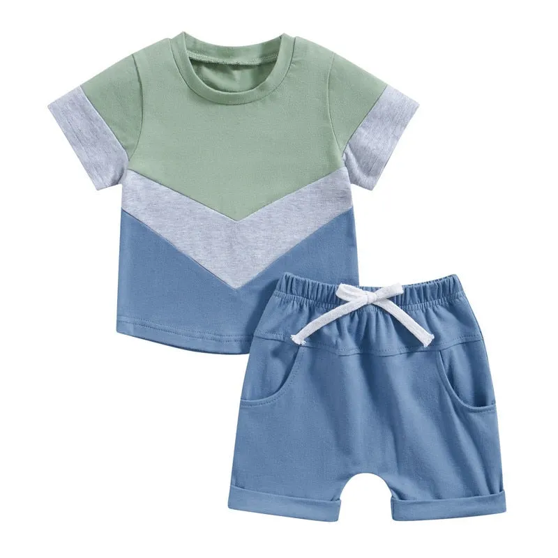 Baby Boys Short Sleeve Tops and Shorts Set for Summer
