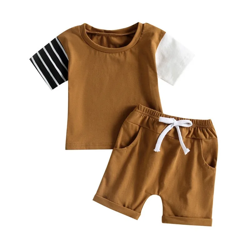 Baby Boys Short Sleeve Tops and Shorts Set for Summer