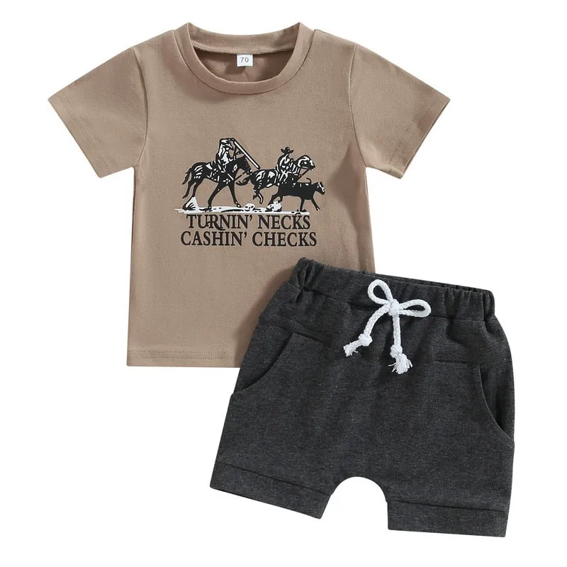 Baby Boys Short Sleeve Tops and Shorts Set for Summer