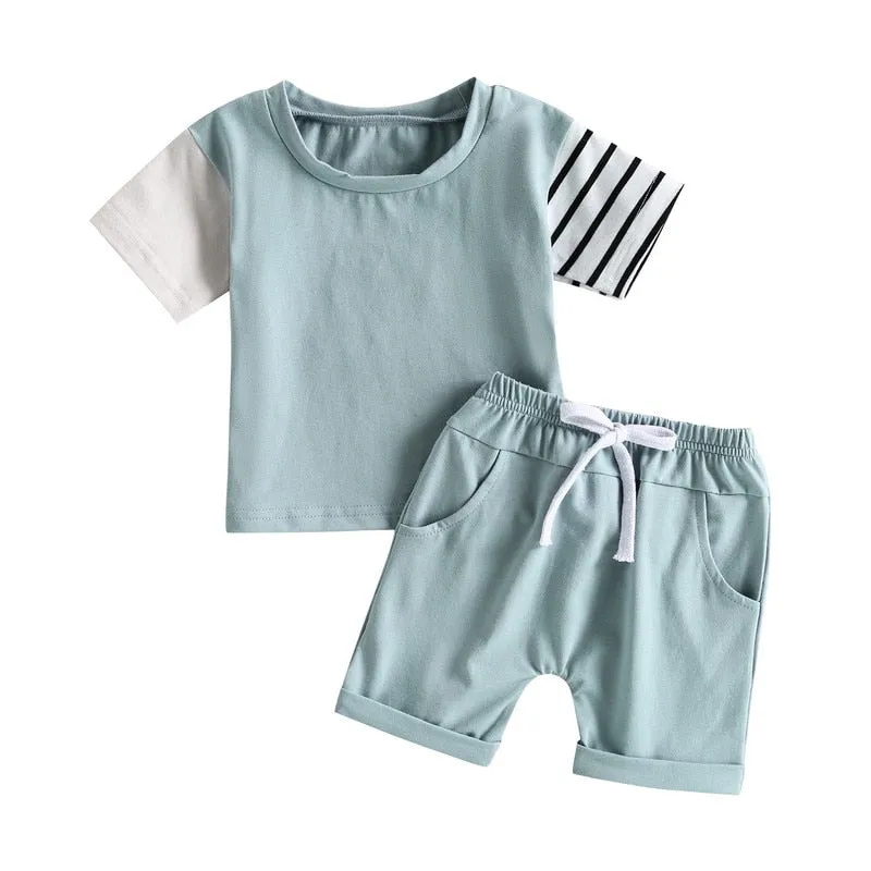 Baby Boys Short Sleeve Tops and Shorts Set for Summer