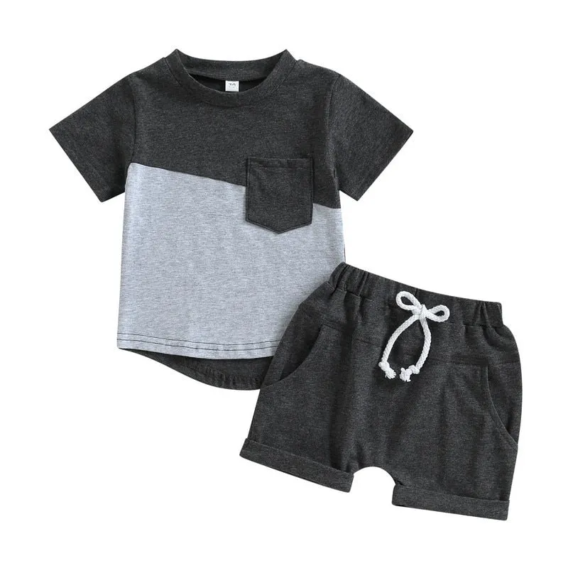 Baby Boys Short Sleeve Tops and Shorts Set for Summer