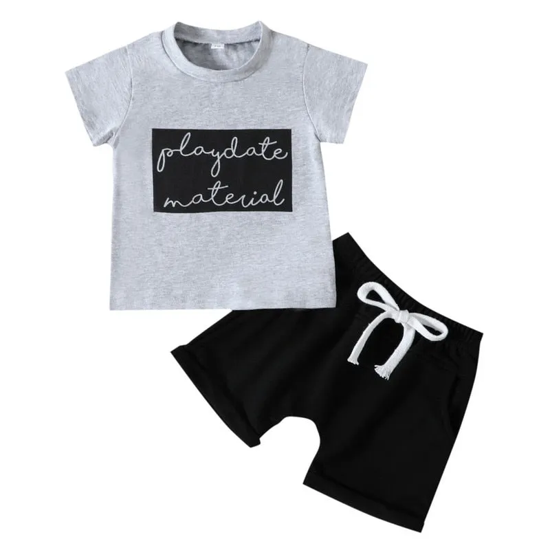 Baby Boys Short Sleeve Tops and Shorts Set for Summer