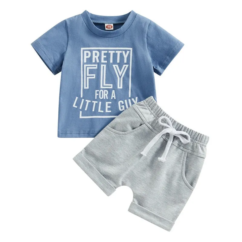 Baby Boys Short Sleeve Tops and Shorts Set for Summer