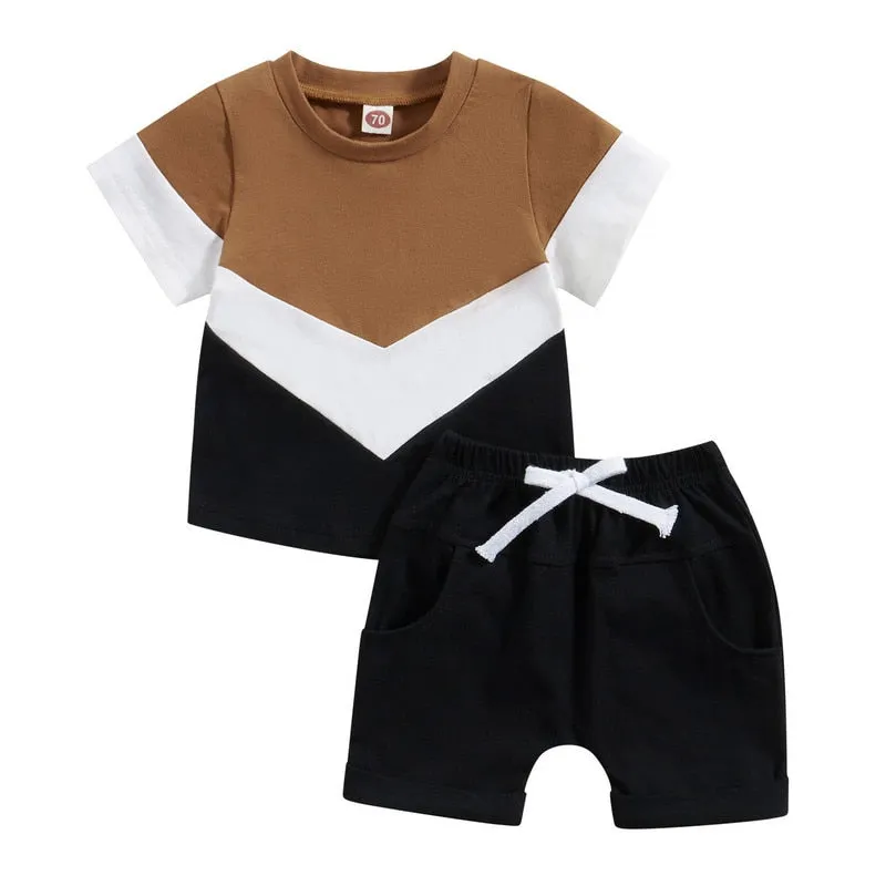 Baby Boys Short Sleeve Tops and Shorts Set for Summer