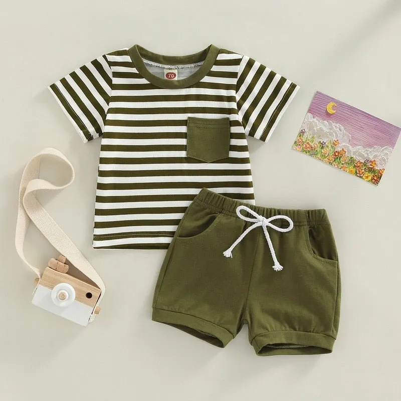 Baby Boys Short Sleeve Tops and Shorts Set for Summer