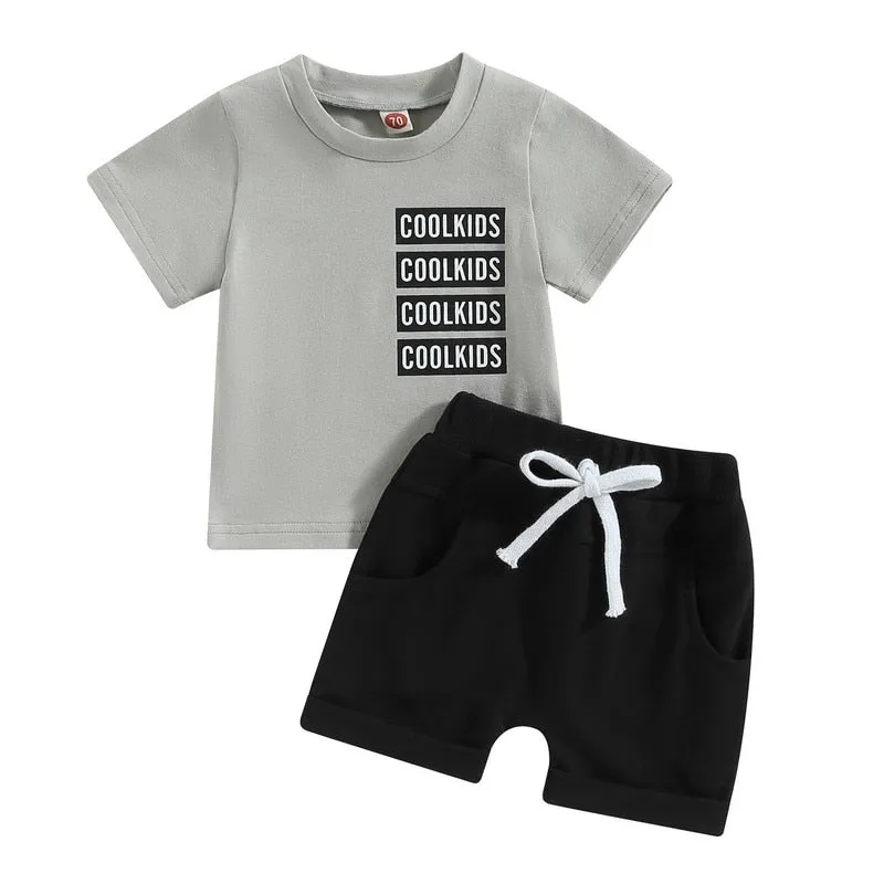 Baby Boys Short Sleeve Tops and Shorts Set for Summer