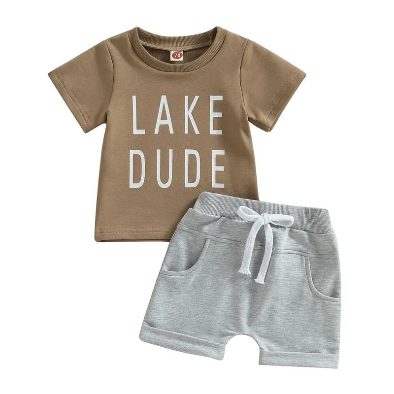 Baby Boys Short Sleeve Tops and Shorts Set for Summer