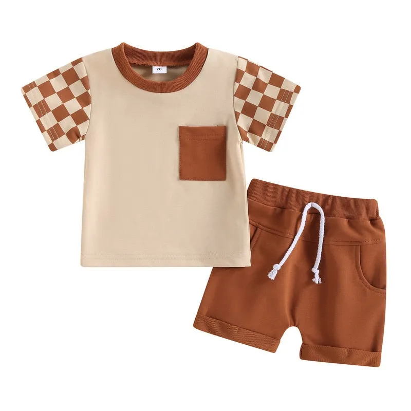 Baby Boys Short Sleeve Tops and Shorts Set for Summer