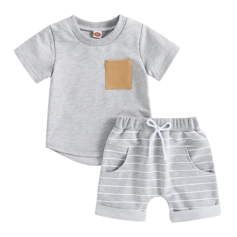 Baby Boys Short Sleeve Tops and Shorts Set for Summer