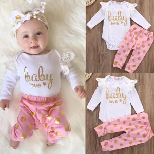 Baby Girls Clothing Set Long Sleeve Cotton Pants Jumpsuit Bodysuit