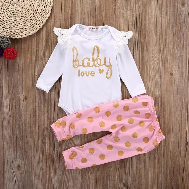 Baby Girls Clothing Set Long Sleeve Cotton Pants Jumpsuit Bodysuit