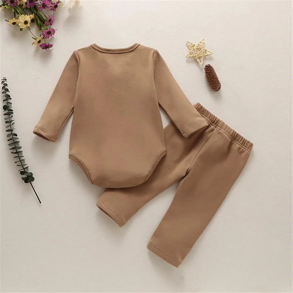 Baby Unisex Long Sleeve Cardigan Romper & Pants Baby Clothing Wholesale