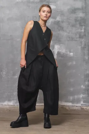 Black Linen Baggy Pants