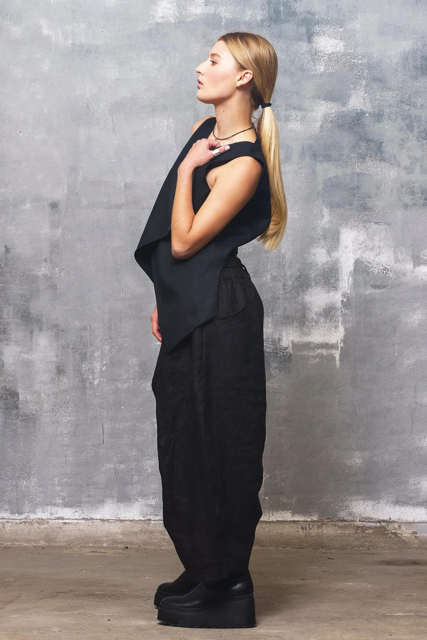 Black Linen Baggy Pants