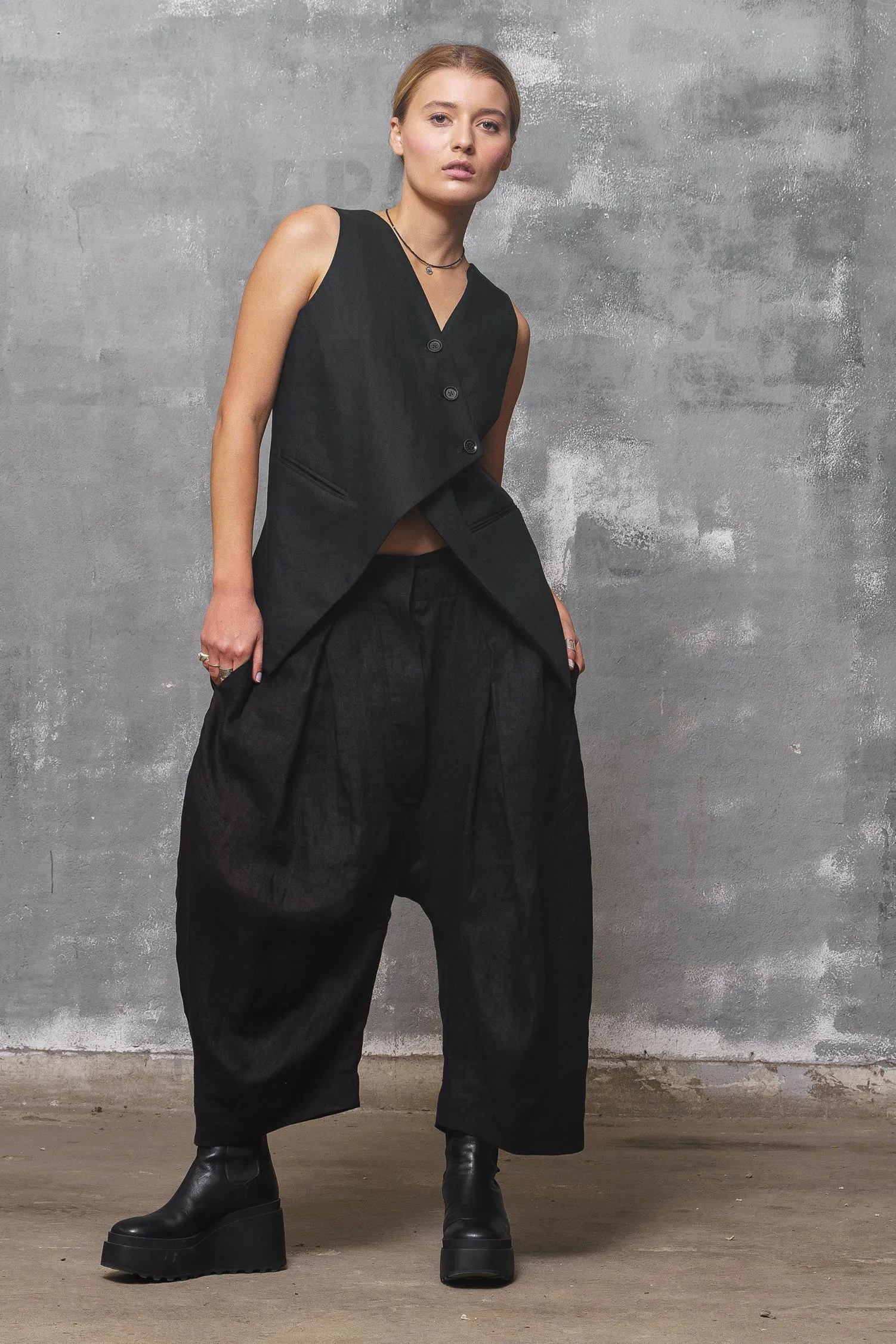 Black Linen Baggy Pants
