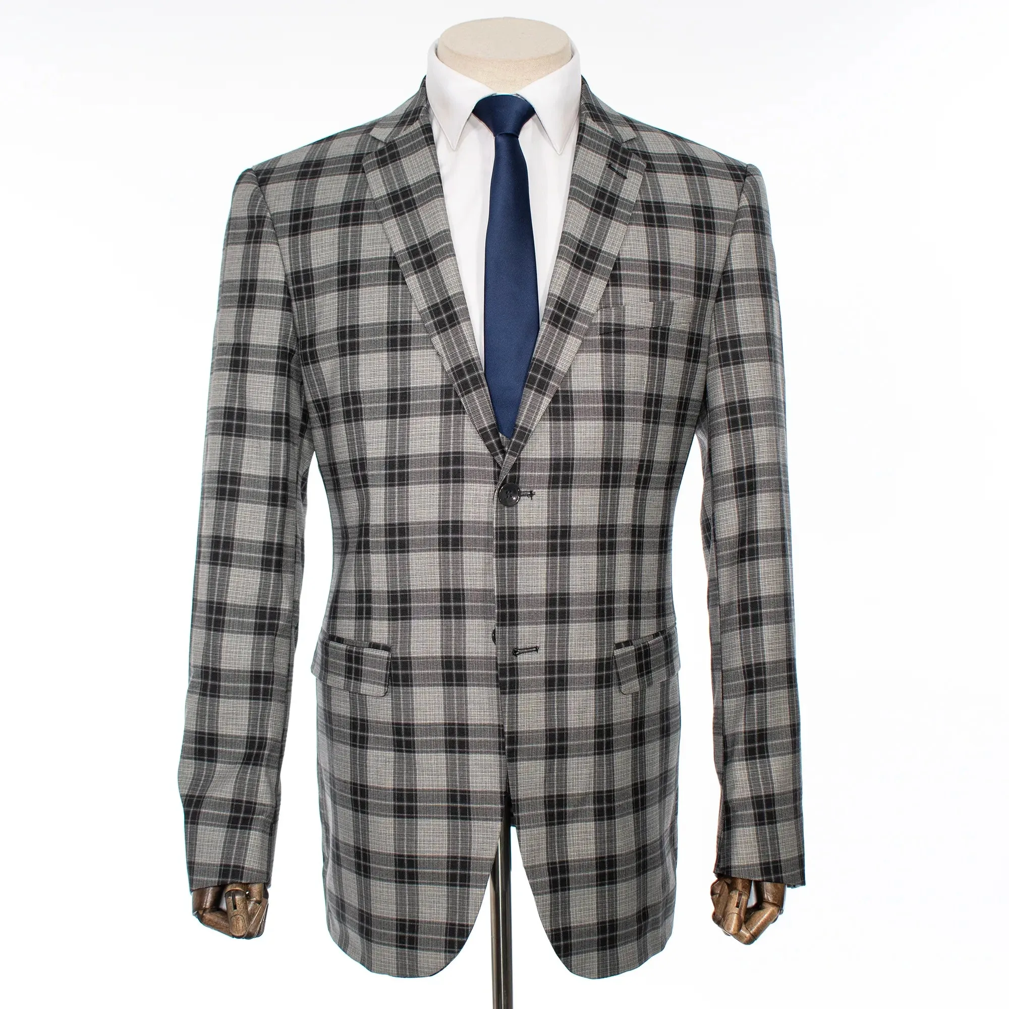Black Plaid 3-Piece Tailored-Fit Suit