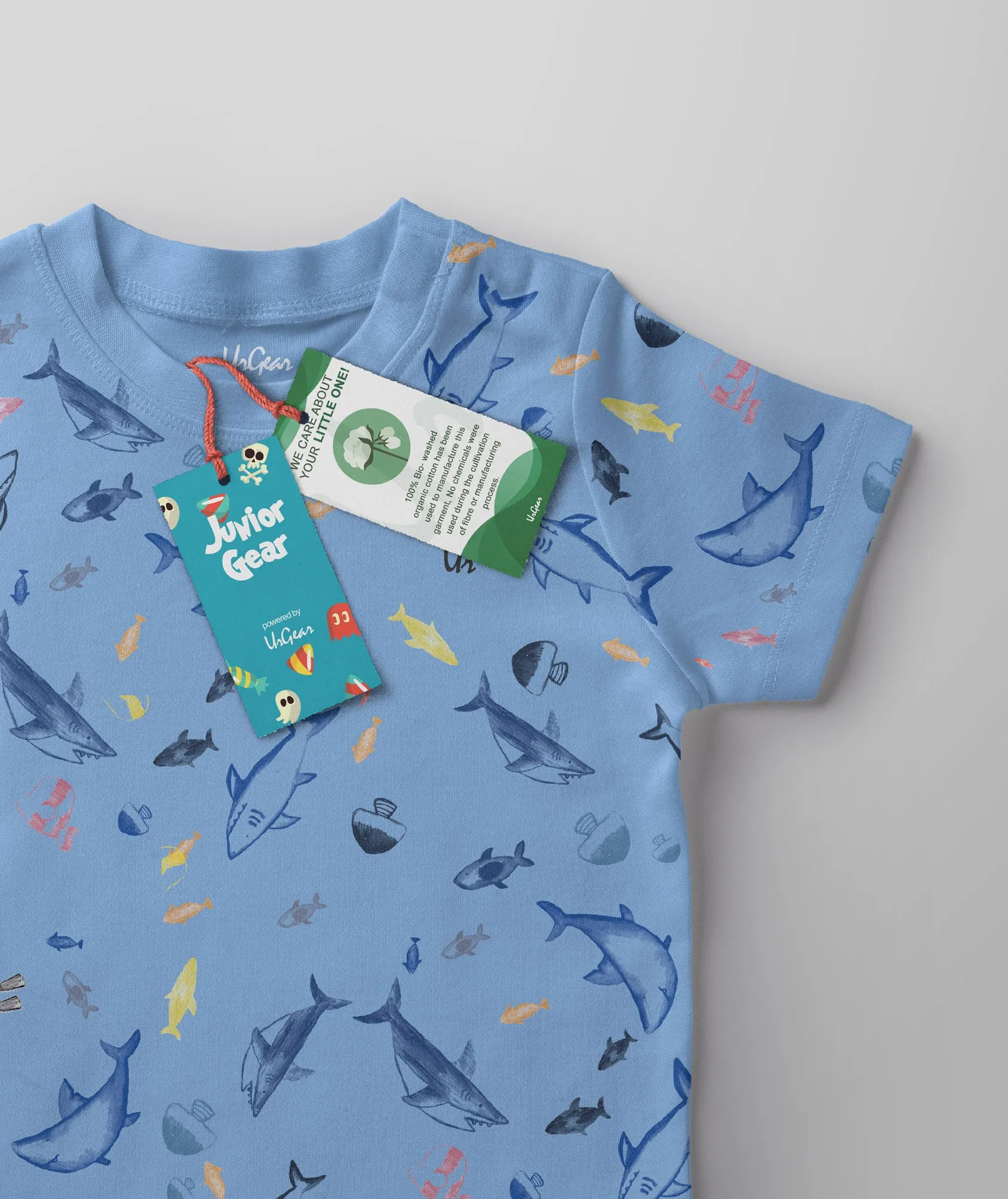 Boys Blue Fish Printed Round Neck T-shirt