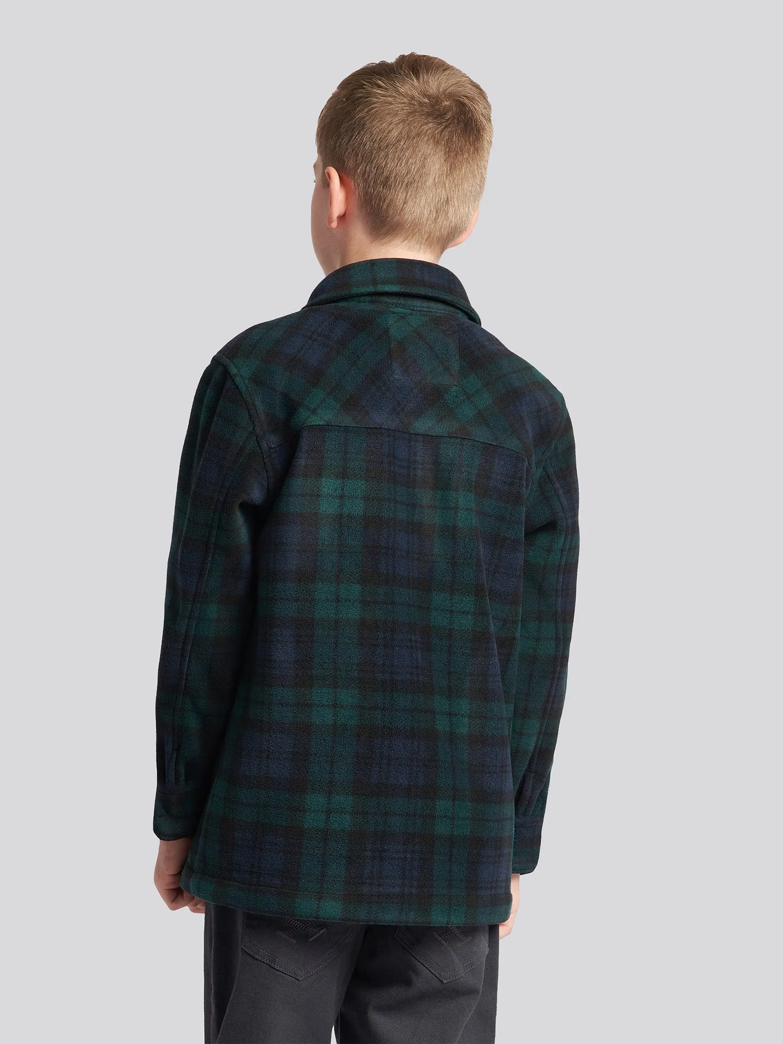 Boys Polar Fleece Check Overshirt in Ponderosa Pine
