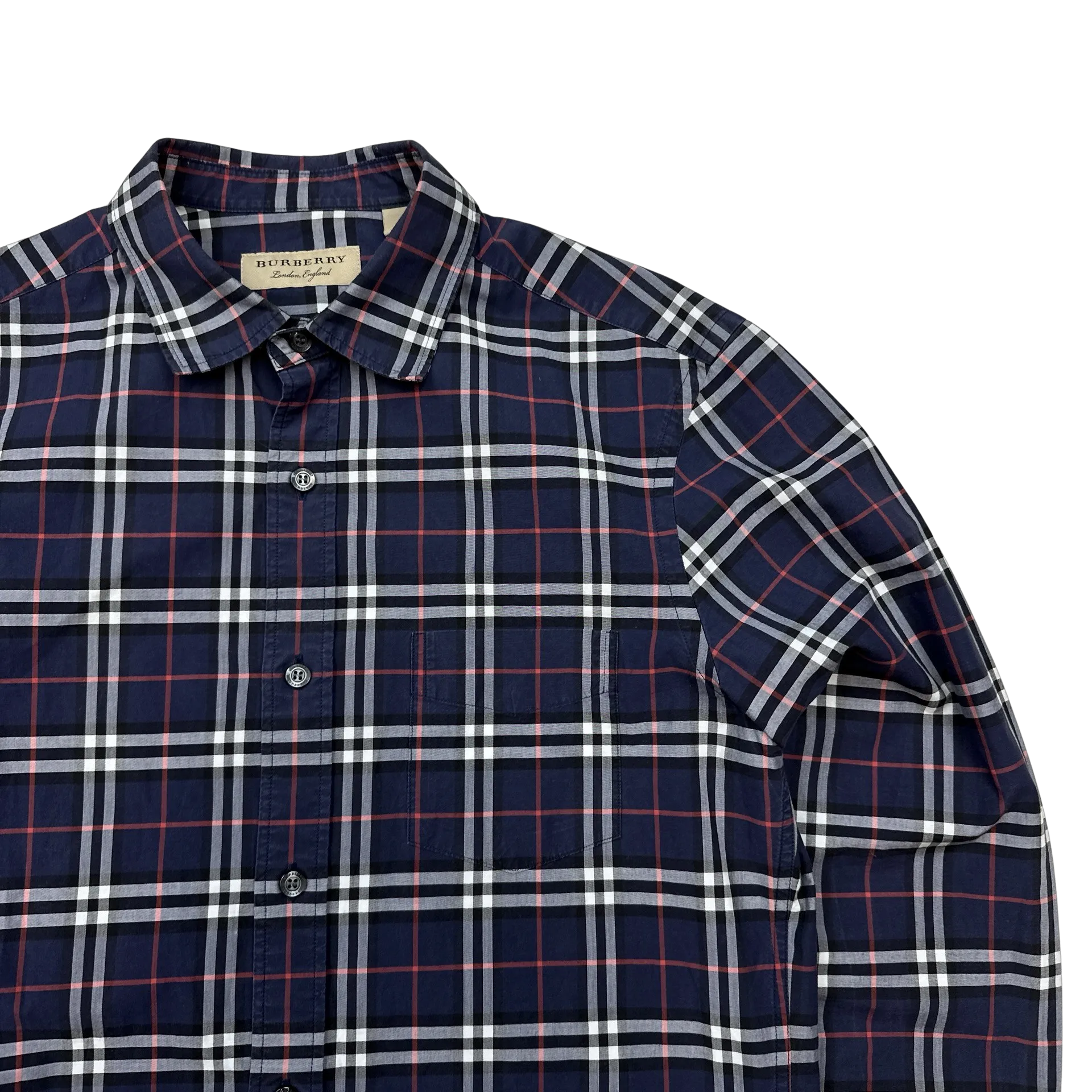 Burberry Navy Nova Check Button Up Shirt - Small
